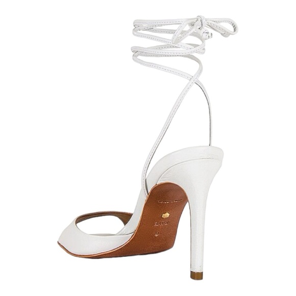 NEW $178 RAYE Gage Stiletto Heel Ankle Wrap Tie White Leather Size 8.5 - Picture 4 of 7